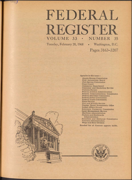 REGISTER VOLUME 33 • NUMBER 35 Tuesday, February 20,1968 • Washington, D.C