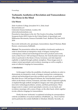 Technoetic Aesthetics of Revelation and Transcendence: the Horse in the Mind