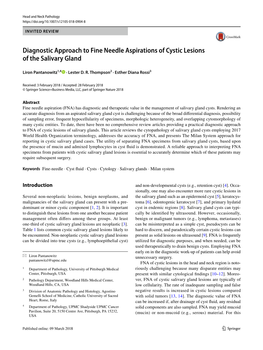 Diagnostic Approach to Fine Needle Aspirations of Cystic Lesions of the Salivary Gland