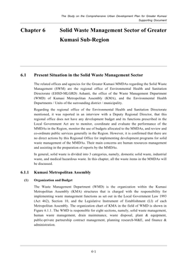 Chapter 6 Solid Waste Management Sector of Greater Kumasi Sub-Region