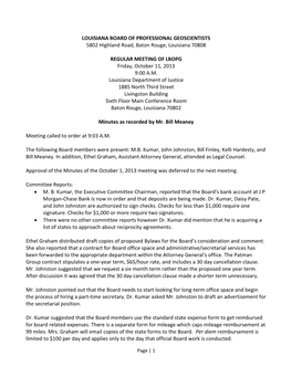 LOUISIANA BOARD of PROFESSIONAL GEOSCIENTISTS 5802 Highland Road, Baton Rouge, Louisiana 70808
