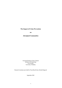 The Impact of Crime Prevention on Aboriginal Communities