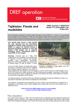 Floods and Mudslides in the Southern Part of Tajikistan