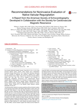 Recommendations for Noninvasive Evaluation of Native Valvular Regurgitation