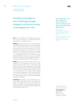 The Effects of Estrogen on the Α2-Adrenergic Receptor Subtypes In