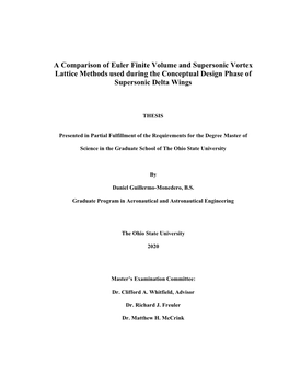 A Comparison of Euler Finite Volume and Supersonic Vortex Lattice Methods Used During the Conceptual Design Phase of Supersonic Delta Wings