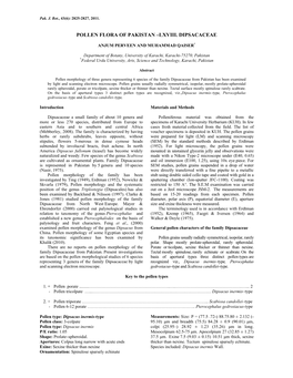 Pollen Flora of Pakistan –Lxviii. Dipsacaceae