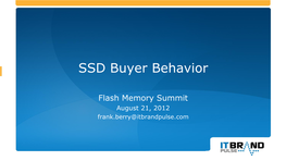 SSD Buyer Behavior