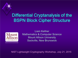 Differential Cryptanalysis of the BSPN Block Cipher Structure