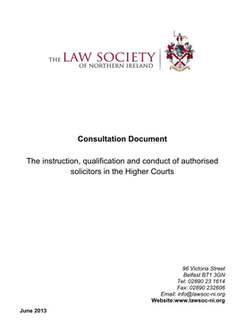 Consultation Document the Instruction, Qualification And