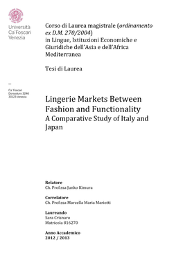 Lingerie Markets Between Fashion and Functionality a Comparative Study of Italy and Japan