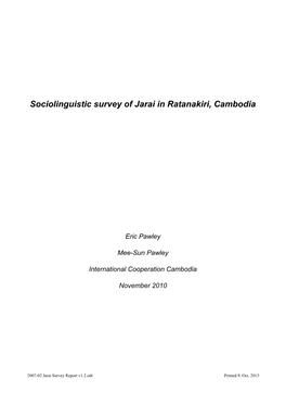 Sociolinguistic Survey of Jarai in Ratanakiri, Cambodia