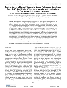 Sedimentology of Lower Pliocene to Upper Pleistocene Diamictons From