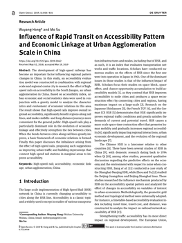 Influence of Rapid Transit on Accessibility Pattern and Economic