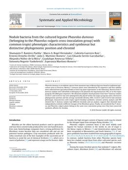 Belonging to the Phaseolus Vulgaris Cross-Inoculation Group) With