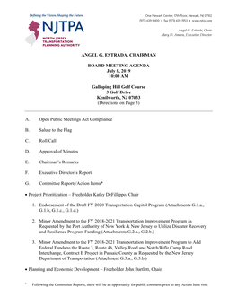 ANGEL G. ESTRADA, CHAIRMAN BOARD MEETING AGENDA July 8