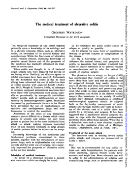 The Medical Treatment of Ulcerative Colitis