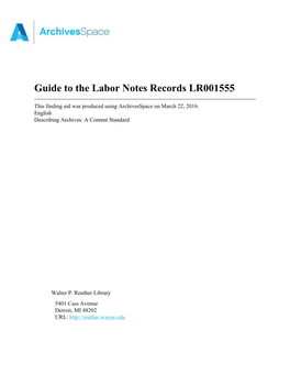 Labor Notes Records LR001555