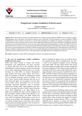 Progesterone Receptor Modulators in Breast Cancer