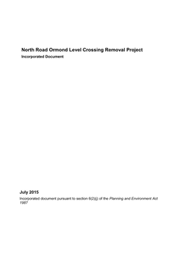 North Road Ormond Level Crossing Removal Project Incorporated Document