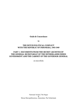 Guide & Concordance to the DUTCH POLITICAL CONFLICT with THE