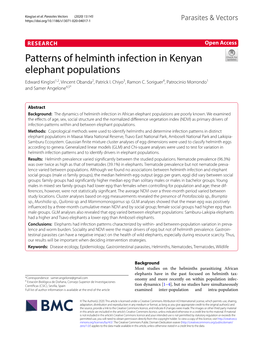 Patterns of Helminth Infection in Kenyan Elephant Populations Edward King’Ori1,2, Vincent Obanda2, Patrick I