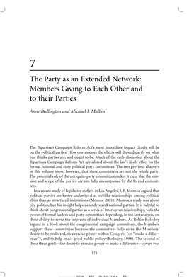 The Party As an Extended Network: Members Giving to Each Other and to Their Parties