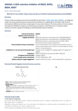 GSK620: a BD2 Selective Inhibitor of BRD2, BDR3, BRD4, BRDT