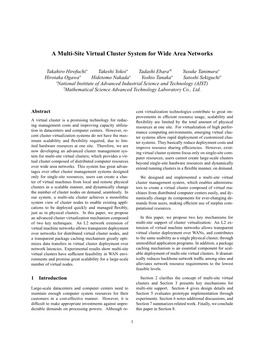 A Multi-Site Virtual Cluster System for Wide Area Networks