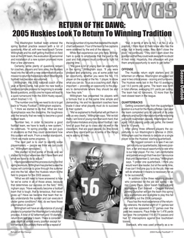 RETURN of the DAWG: 2005 Huskies Look to Return to Winning Tradition