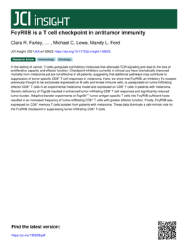 Fcγriib Is a T Cell Checkpoint in Antitumor Immunity