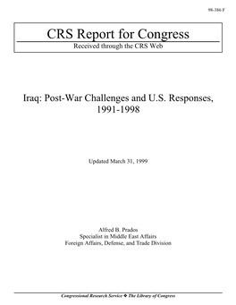 Iraq: Post-War Challenges and U.S. Responses, 1991-1998