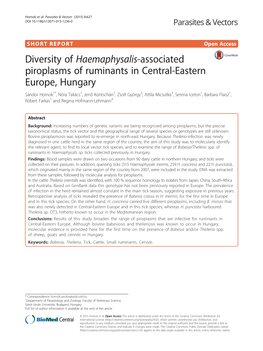 Diversity of Haemaphysalis-Associated