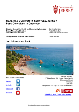 HEALTH & COMMUNITY SERVICES, JERSEY Post: Consultant in Oncology