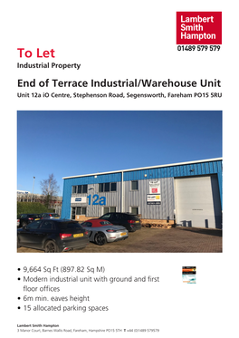 To Let,Unit 12A Io Centre, Stephenson Road, Segensworth