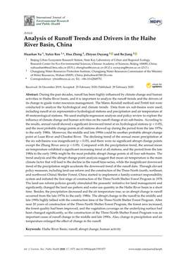 Analysis of Runoff Trends and Drivers in the Haihe River Basin, China
