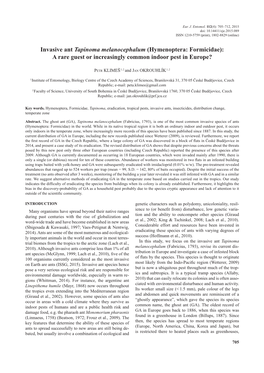 Invasive Ant Tapinoma Melanocephalum (Hymenoptera: Formicidae): a Rare Guest Or Increasingly Common Indoor Pest in Europe?