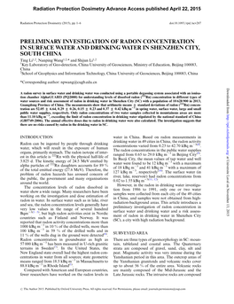 Preliminary Investigation of Radon Concentration In