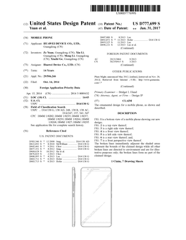 (12) United States Design Patent (10) Patent No.: US D777,699 S Yuan Et Al