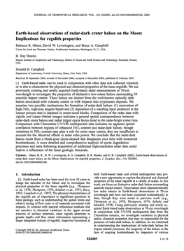 Earth-Based Observations of Radar-Dark Crater Haloes on the Moon: Implications for Regolith Properties Rebecca R