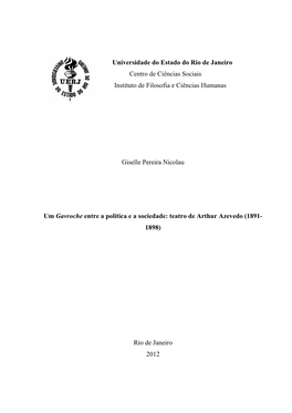 Universidade Do Estado Do Rio De Janeiro Centro De Ciências Sociais Instituto De Filosofia E Ciências Humanas