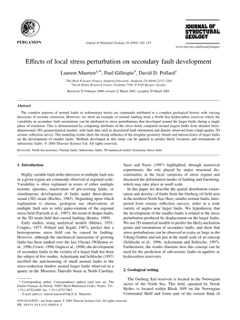 Effects of Local Stress Perturbation on Secondary Fault Development