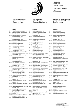 European Patent Bulletin 1985/20