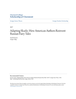 How American Authors Reinvent Russian Fairy Tales Sarah Krasner Scripps College