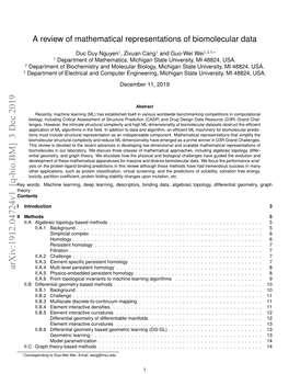 A Review of Mathematical Representations of Biomolecules