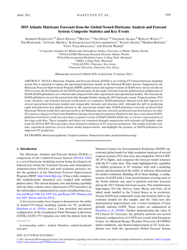 2019 Atlantic Hurricane Forecasts from the Global-Nested Hurricane Analysis and Forecast System: Composite Statistics and Key Events