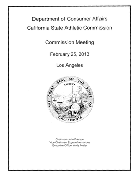California State Athletic Commission Meeting Agenda February 25, 2013