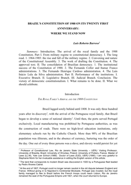 Brazil's Constitution of 1988 on Its Twentieth Anniversary