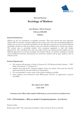 Sociology of Markets