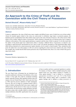 An Approach to the Crime of Theft and Its Connection with the Civil Theory of Possession